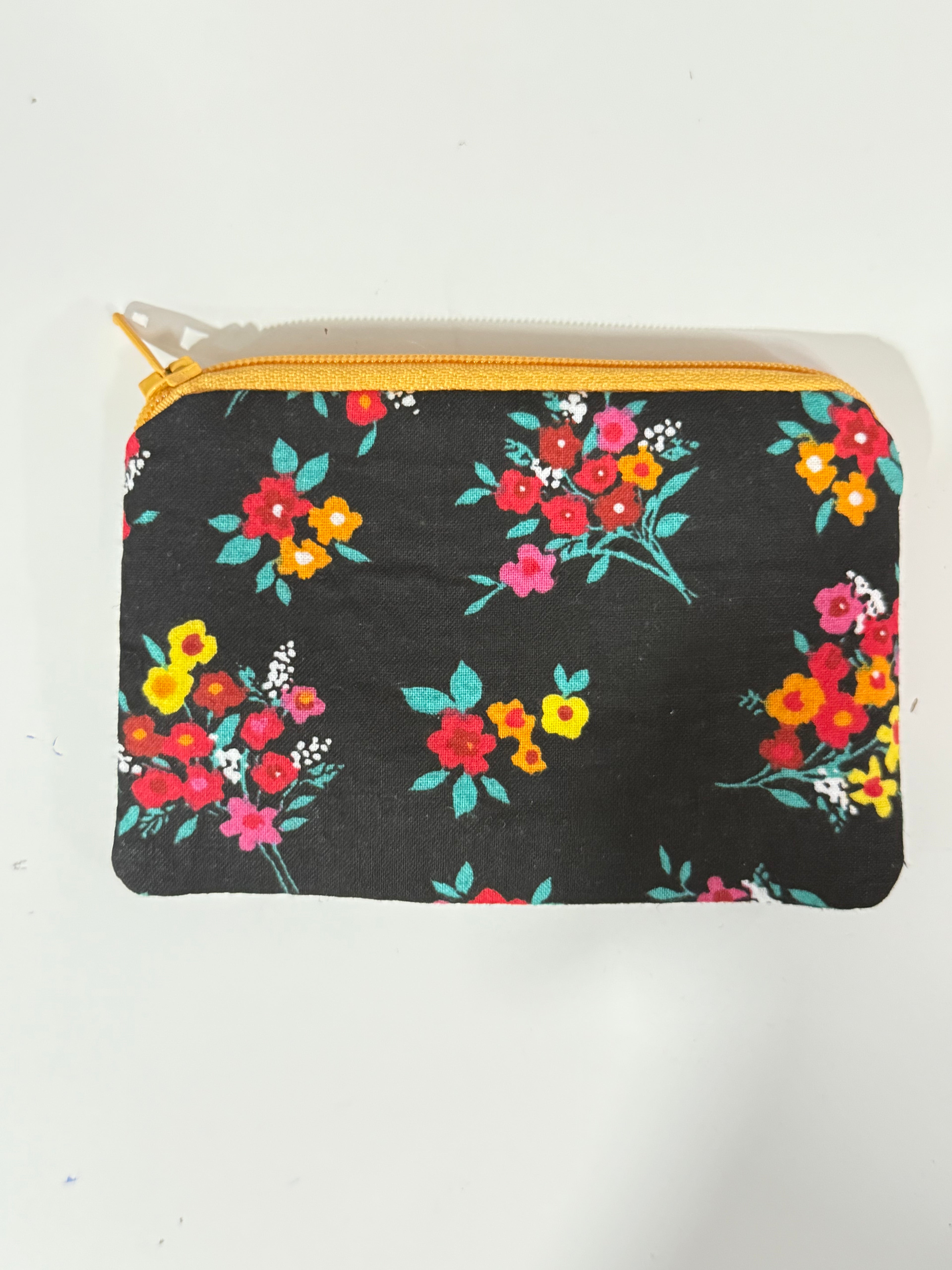 Black floral mini zipper bag