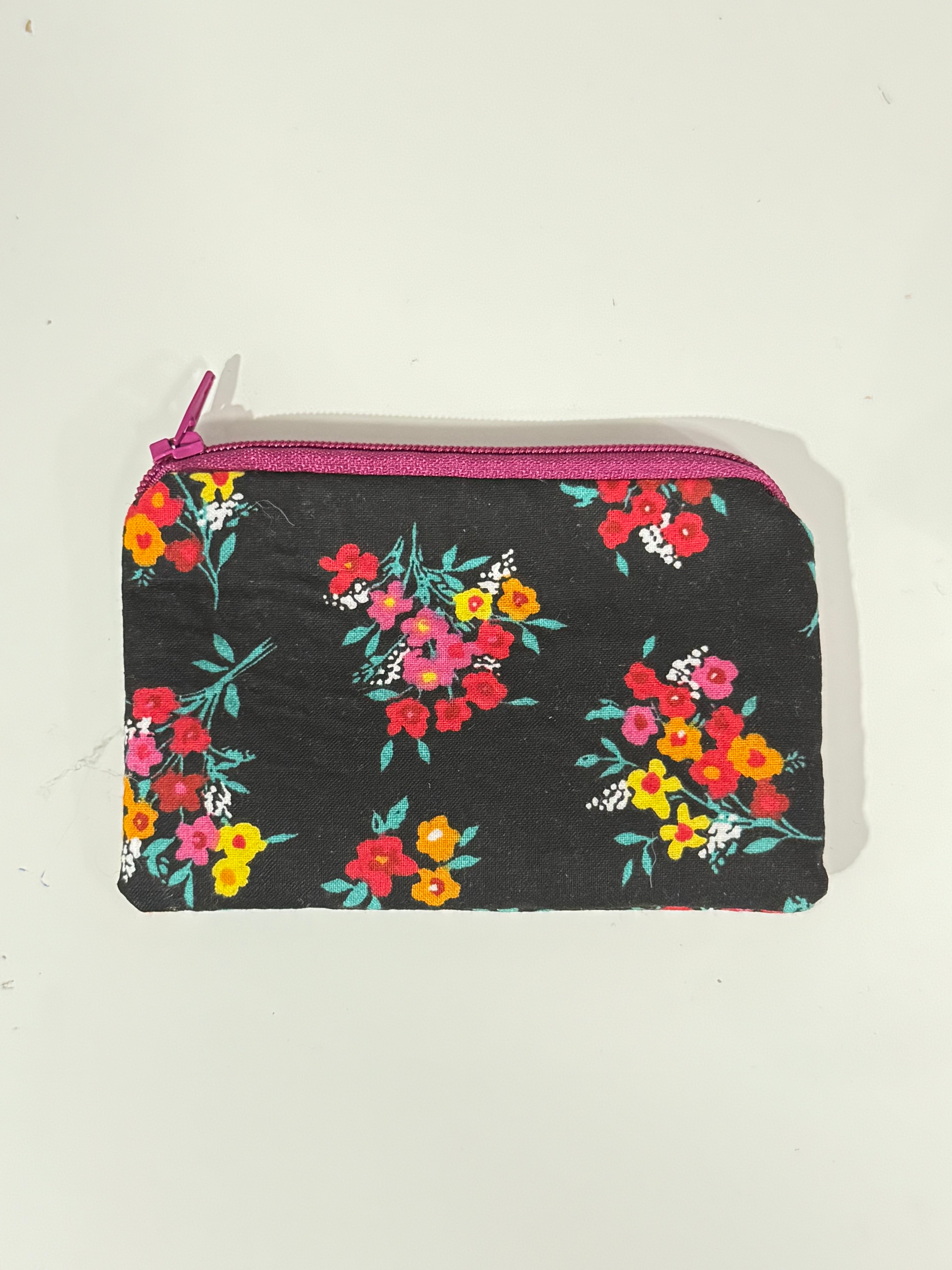 Black floral mini zipper bag